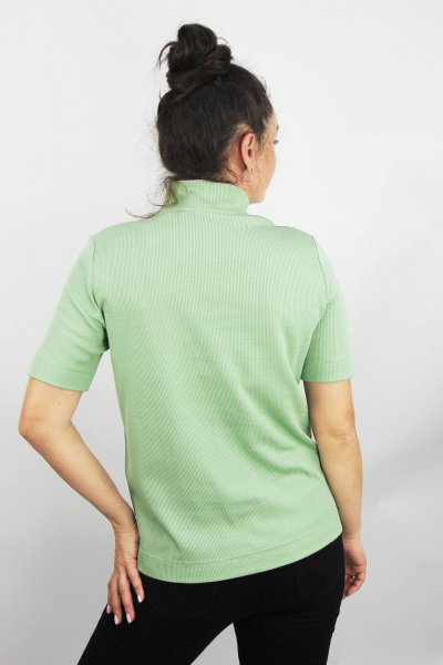 Демисезонный женский свитер вязаный короткий рукав Полесье С3742-24 4С0712-Д43 158,164 зеленый_агат - фото 3