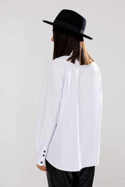 Белая рубашка блуза из хлопка с планками и планкой Ларс Стиль 966/1 белый - фото 3