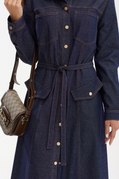 Демисезонное джинсовое платье макси с пуговицами Vesnaletto 3923 - фото 5