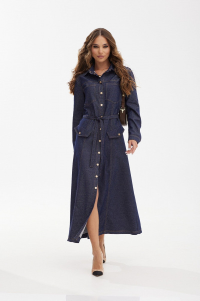 Демисезонное джинсовое платье макси с пуговицами Vesnaletto 3923 - фото 3