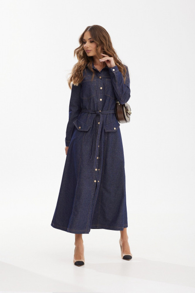 Демисезонное джинсовое платье макси с пуговицами Vesnaletto 3923 - фото 2
