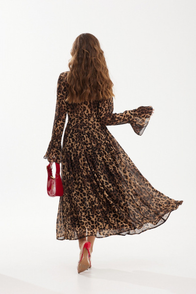 Демисезонное креповое платье миди с поясом Vesnaletto 3925-1 - фото 8