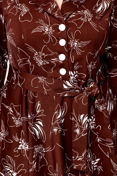 Платье Swallow 735 шоколадный _принт/белые_цветы - фото 11