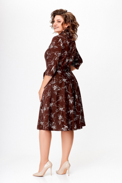 Платье Swallow 735 шоколадный _принт/белые_цветы - фото 8