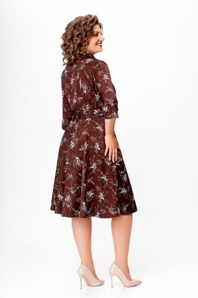 Платье Swallow 735 шоколадный _принт/белые_цветы - фото 5