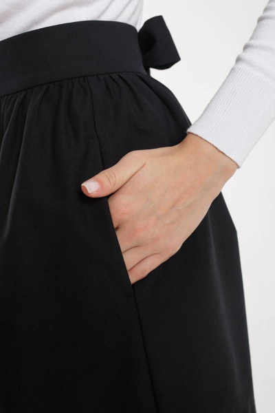 Юбка колокольная свободная из хлопка с карманами Madech 19146 глубокий_черный - фото 5