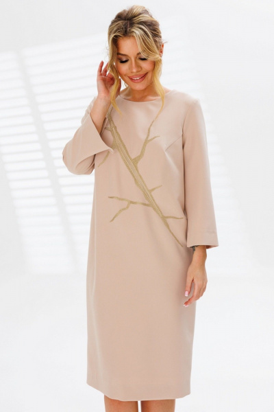 Деловое платье прямого силуэта с вышивкой и подкладкой Faufilure C1608 - фото 3