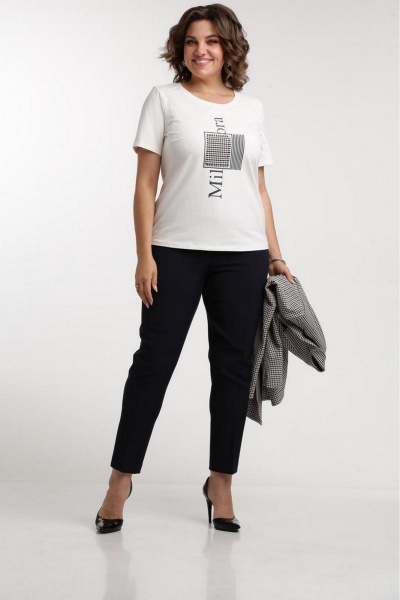 Комплект брюк, жакета и футболки для повседневного стиля Милора-стиль 1198/1 темно-синие_брюки - фото 2