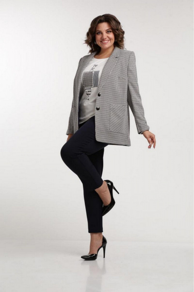 Комплект брюк, жакета и футболки для повседневного стиля Милора-стиль 1198/1 темно-синие_брюки - фото 1