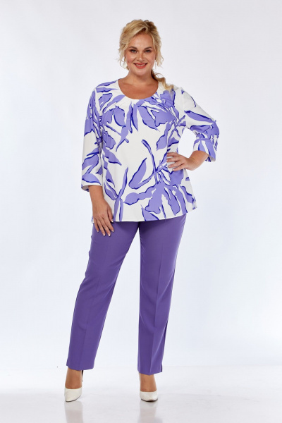 Брюки классические приталенные из вискозы для делового образа Элль-стиль 2002/7 лаванда - фото 5