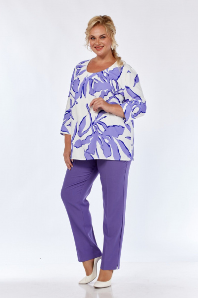 Брюки классические приталенные из вискозы для делового образа Элль-стиль 2002/7 лаванда - фото 3