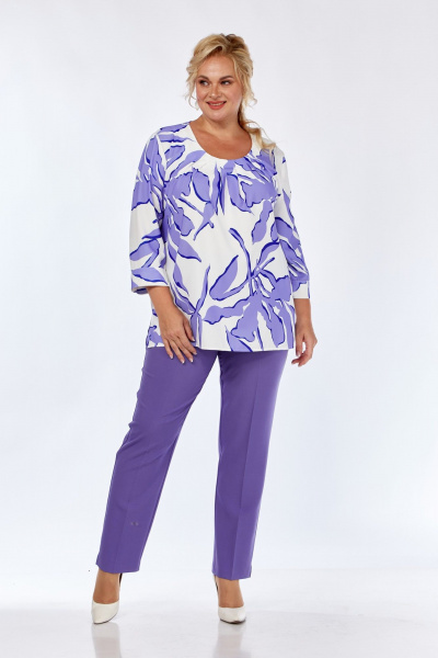 Брюки классические приталенные из вискозы для делового образа Элль-стиль 2002/7 лаванда - фото 2