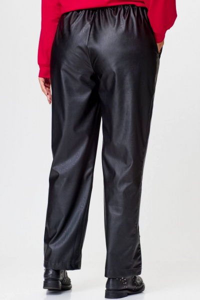 Брюки из экокожи с резинкой и карманами для городской одежды SOVA 11247 черный - фото 8