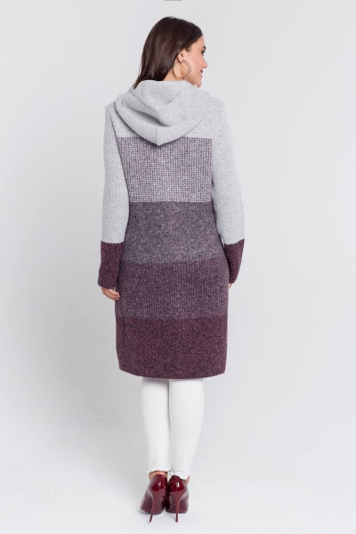 Пальто женское полуприлегающего силуэта с капюшоном BONADI М-1156 бордовый - фото 2