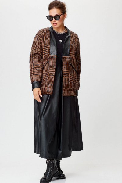 Черный сарафан из экокожи с карманом и длиной 135 см SOVA 11244 - фото 5