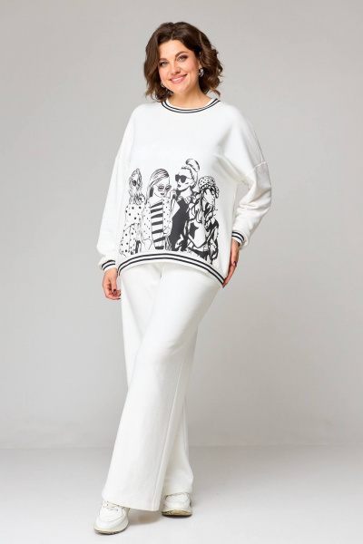 Комфортный трикотажный брючный комплект с контрастным принтом Koketka i K 1158-1 - фото 5