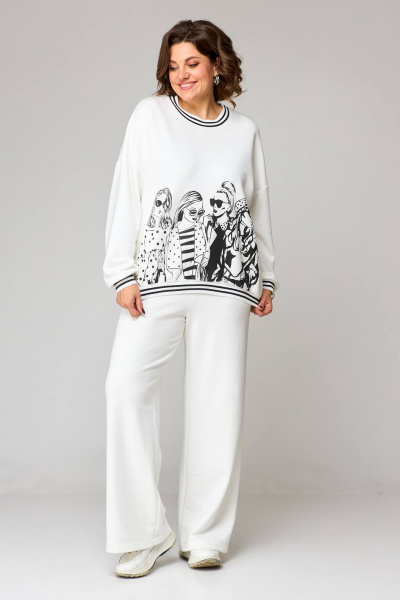 Комфортный трикотажный брючный комплект с контрастным принтом Koketka i K 1158-1 - фото 4