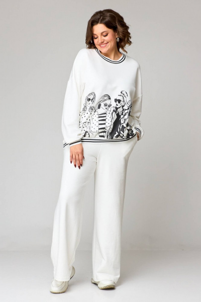 Комфортный трикотажный брючный комплект с контрастным принтом Koketka i K 1158-1 - фото 3