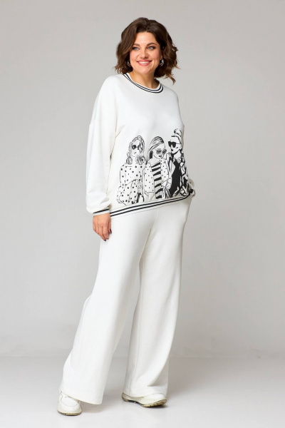 Комфортный трикотажный брючный комплект с контрастным принтом Koketka i K 1158-1 - фото 1