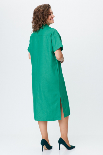 Джинсовое платье прямого силуэта с разрезами Avenue 0130 светло-зеленый - фото 4