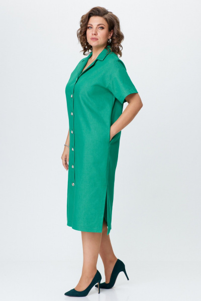 Джинсовое платье прямого силуэта с разрезами Avenue 0130 светло-зеленый - фото 3