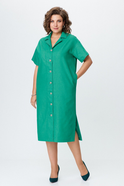 Джинсовое платье прямого силуэта с разрезами Avenue 0130 светло-зеленый - фото 2