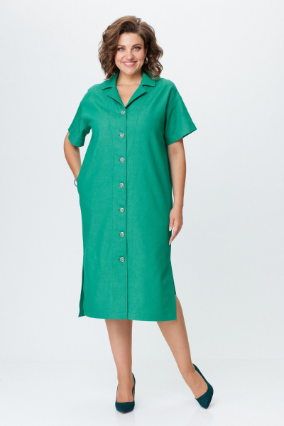 Джинсовое платье прямого силуэта с разрезами Avenue 0130 светло-зеленый - фото 1