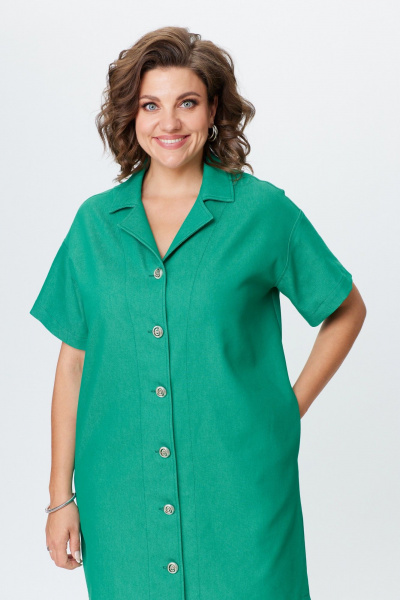 Джинсовое платье прямого силуэта с разрезами Avenue 0130 светло-зеленый - фото 6