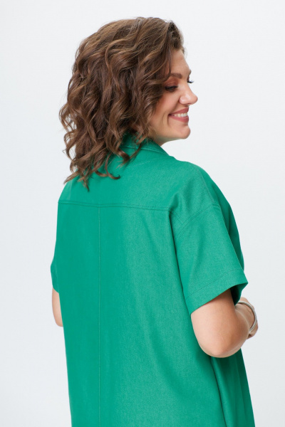 Джинсовое платье прямого силуэта с разрезами Avenue 0130 светло-зеленый - фото 7