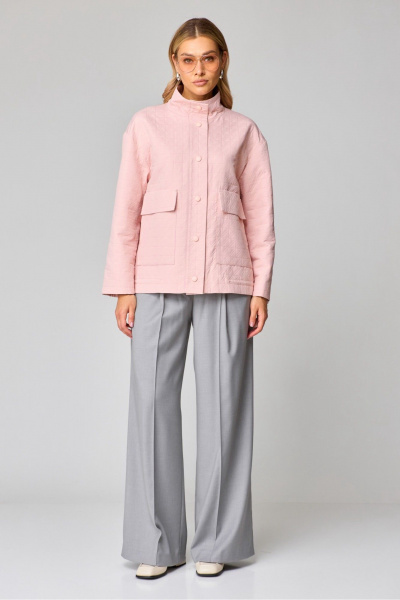 Демисезонный розовый жакет свободного силуэта на 5 кнопок Laikony L-451 розовый - фото 1