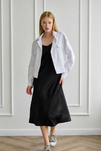 Белый джинсовый жакет с оригинальными рукавами-регланом Мастер Мод 678дхс белый - фото 1