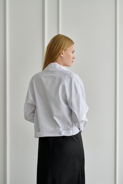 Белый джинсовый жакет с оригинальными рукавами-регланом Мастер Мод 678дхс белый - фото 3