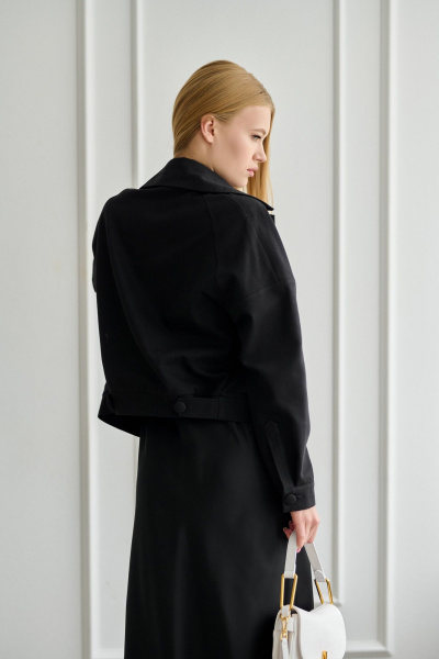 Черный джинсовый жакет с накладными карманами Мастер Мод 678дхс черный - фото 2