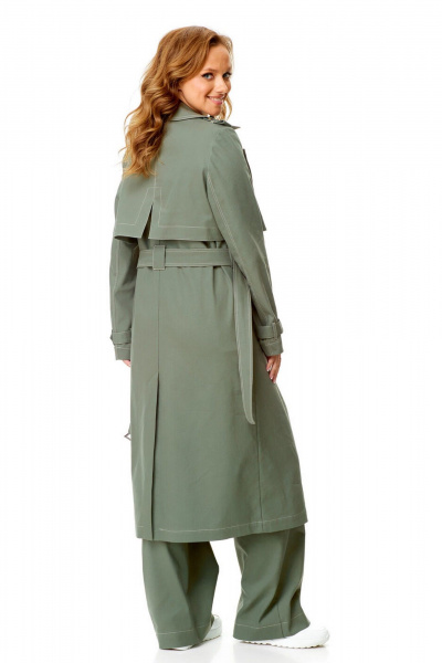 Тренч свободного кроя, хлопок с джинсом, демисезон VI ORO VR-1139 оливка - фото 4