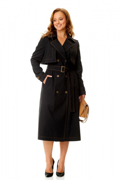 Тренч свободного кроя, хлопок с джинсом, демисезон VI ORO VR-1139 черный - фото 2