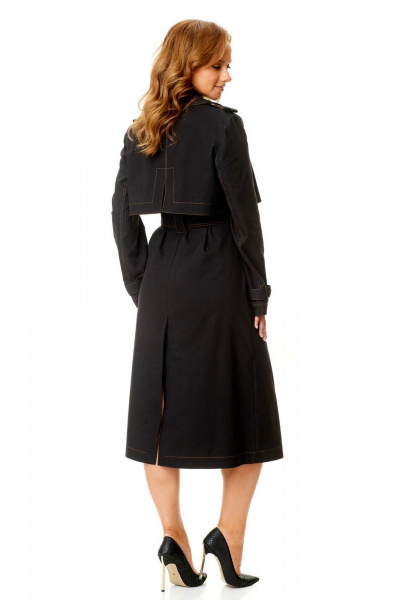 Тренч свободного кроя, хлопок с джинсом, демисезон VI ORO VR-1139 черный - фото 7