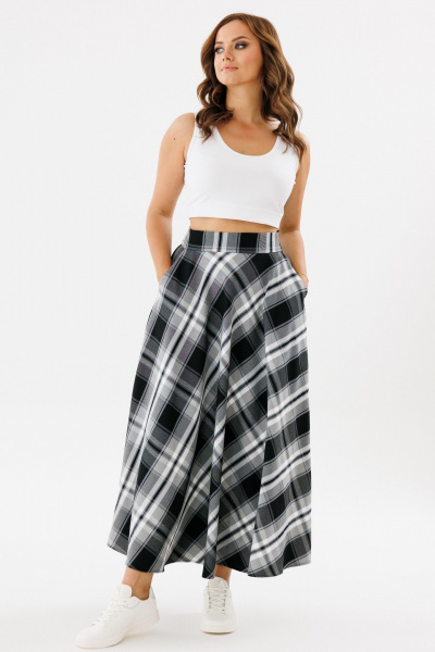 Юбка А-силуэт, длина миди, в клетку, широкая талиЯ Angelina & Сo 1124 - фото 7