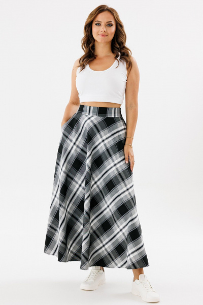 Юбка А-силуэт, длина миди, в клетку, широкая талиЯ Angelina & Сo 1124 - фото 1