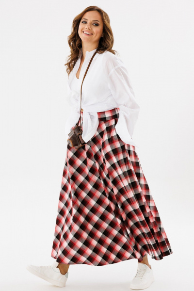 Юбка в клетку, миди, на широком поясе, женственная, эффектная Angelina & Сompany 1126 - фото 7