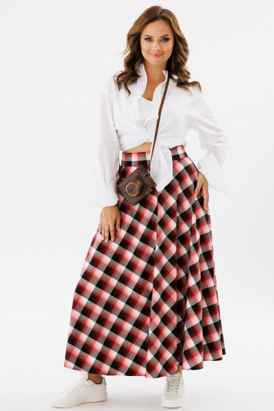 Юбка в клетку, миди, на широком поясе, женственная, эффектная Angelina & Сompany 1126 - фото 6