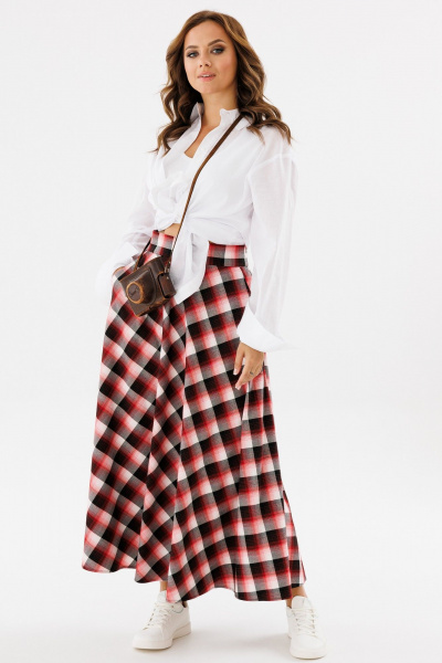 Юбка в клетку, миди, на широком поясе, женственная, эффектная Angelina & Сompany 1126 - фото 2
