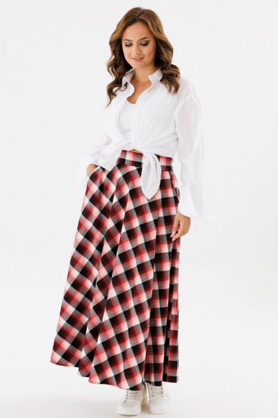 Юбка в клетку, миди, на широком поясе, женственная, эффектная Angelina & Сompany 1126 - фото 1