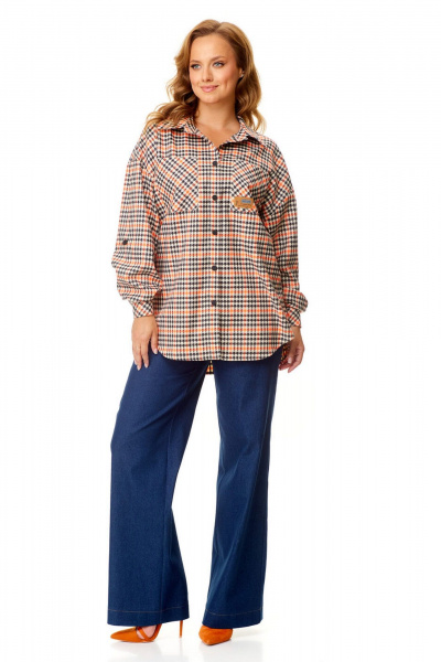 Удобный блузон и брюки с спущенной линией плеча VI ORO VR-1142 клетка - фото 11