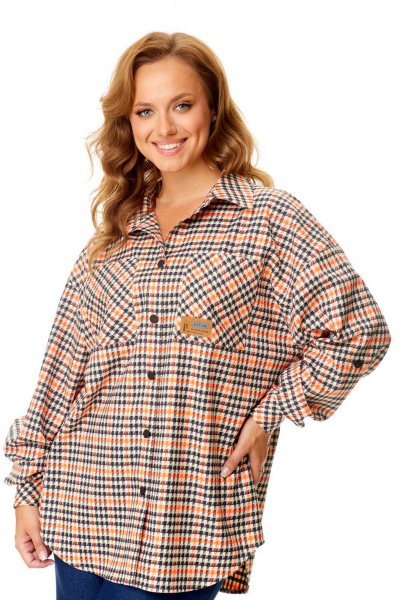 Удобный блузон и брюки с спущенной линией плеча VI ORO VR-1142 клетка - фото 7