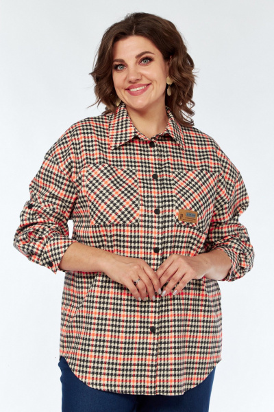 Удобный блузон и брюки с спущенной линией плеча VI ORO VR-1142 клетка - фото 5