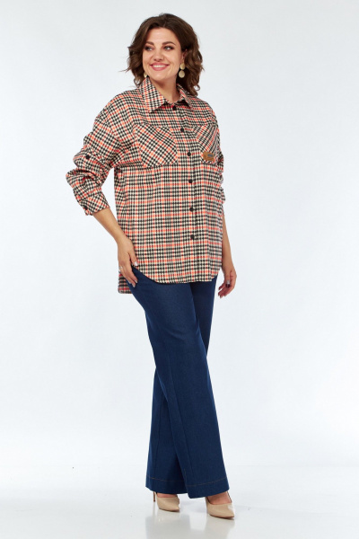Удобный блузон и брюки с спущенной линией плеча VI ORO VR-1142 клетка - фото 3
