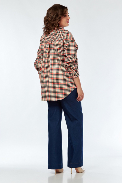 Удобный блузон и брюки с спущенной линией плеча VI ORO VR-1142 клетка - фото 4