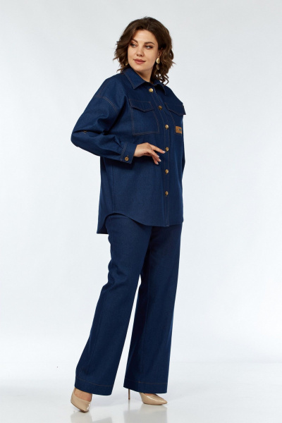 Костюм с блузой, брюками и топом на каждый день VI ORO VR-1142-2 синий - фото 9