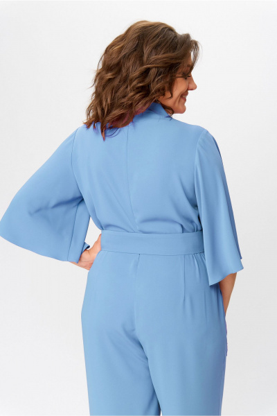Комбинезон демисезонный с широкими брючками и поясом Bonna Image 921 голубой - фото 6