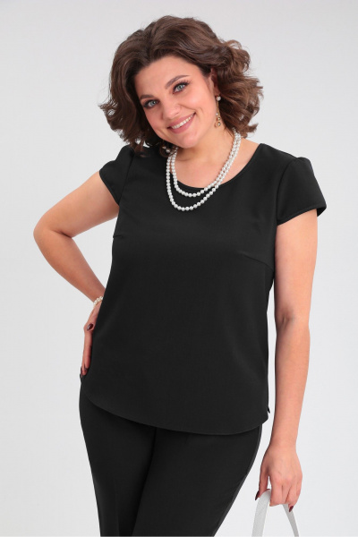 Женский деловой костюм тройка из стрейчевой ткани Lady Secret 2921/1 черный+белый - фото 5